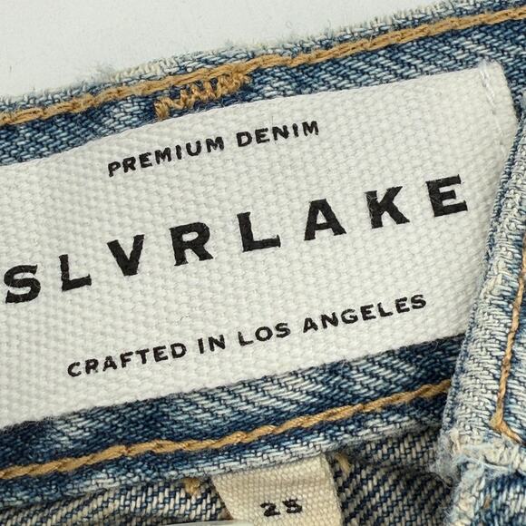 SLVRLAKE London Jeans Size 25 Salt Flats 100% Cotton High Rise Denim Straight - Picture 6 of 16